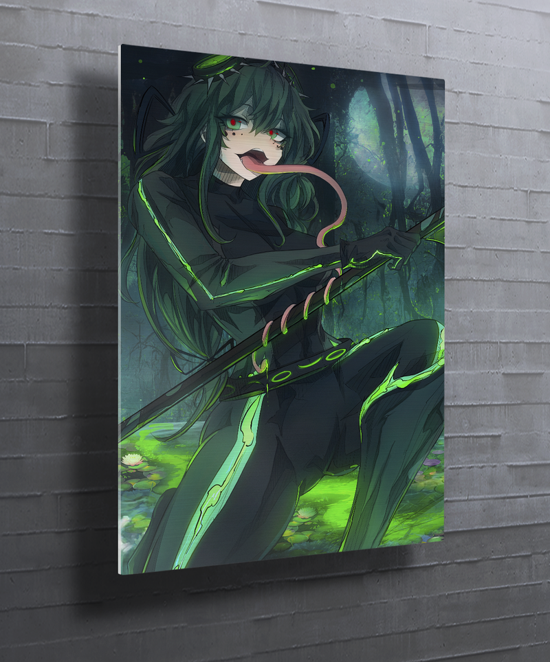 Metal aluminum anime print mockup