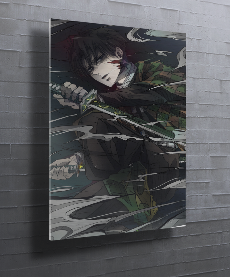 Metal aluminum anime print mockup