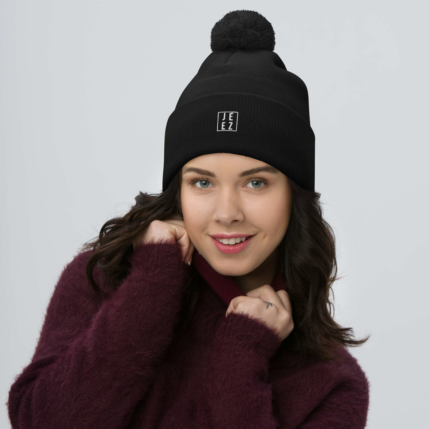 Jeez Logo Pom-Pom Beanie