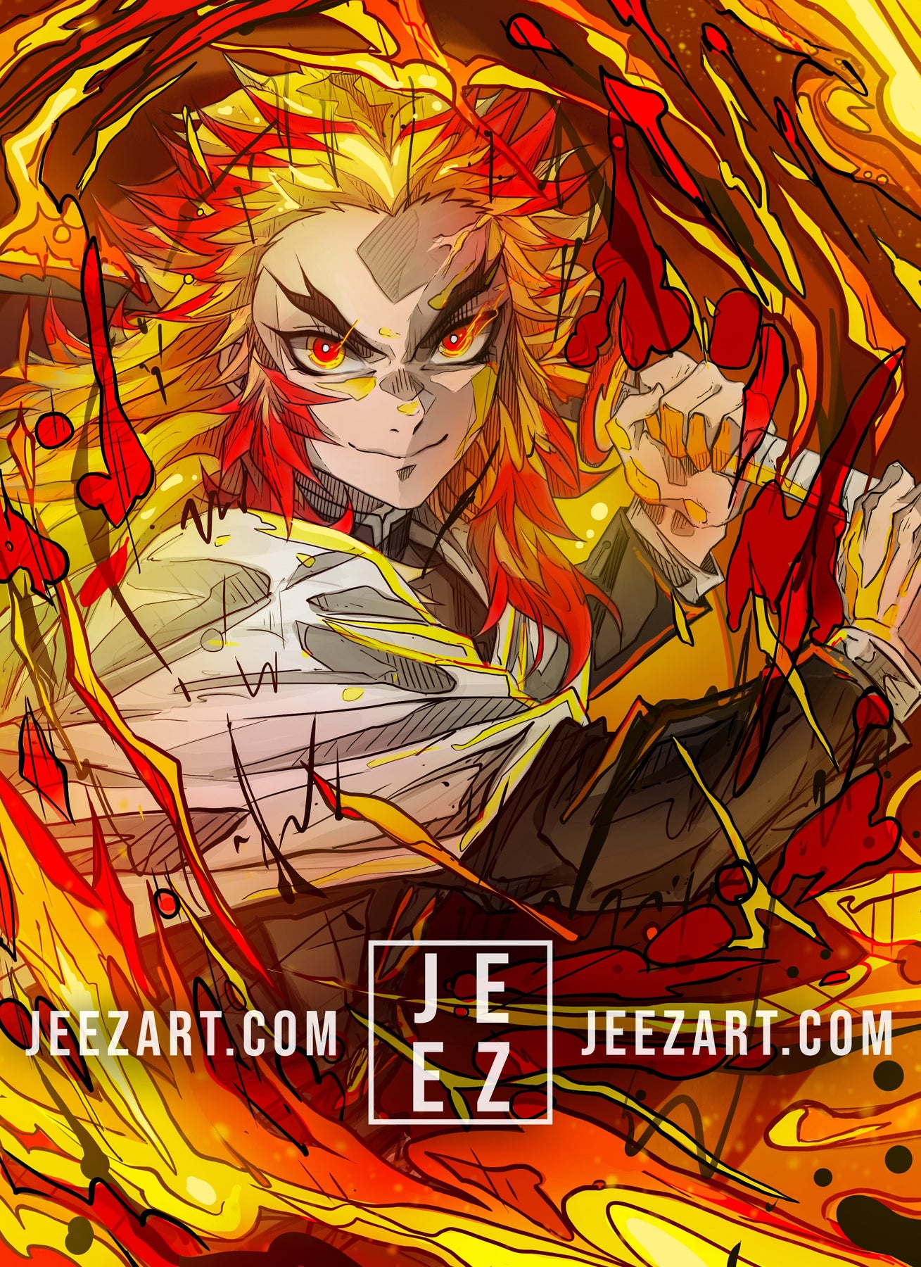 Flame Hashira Rengoku Print 🔥 – JeezArt